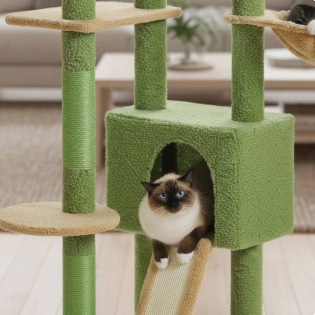 Arbre à chat réglable sol-plafond 230–252 cm avec hamac et niche