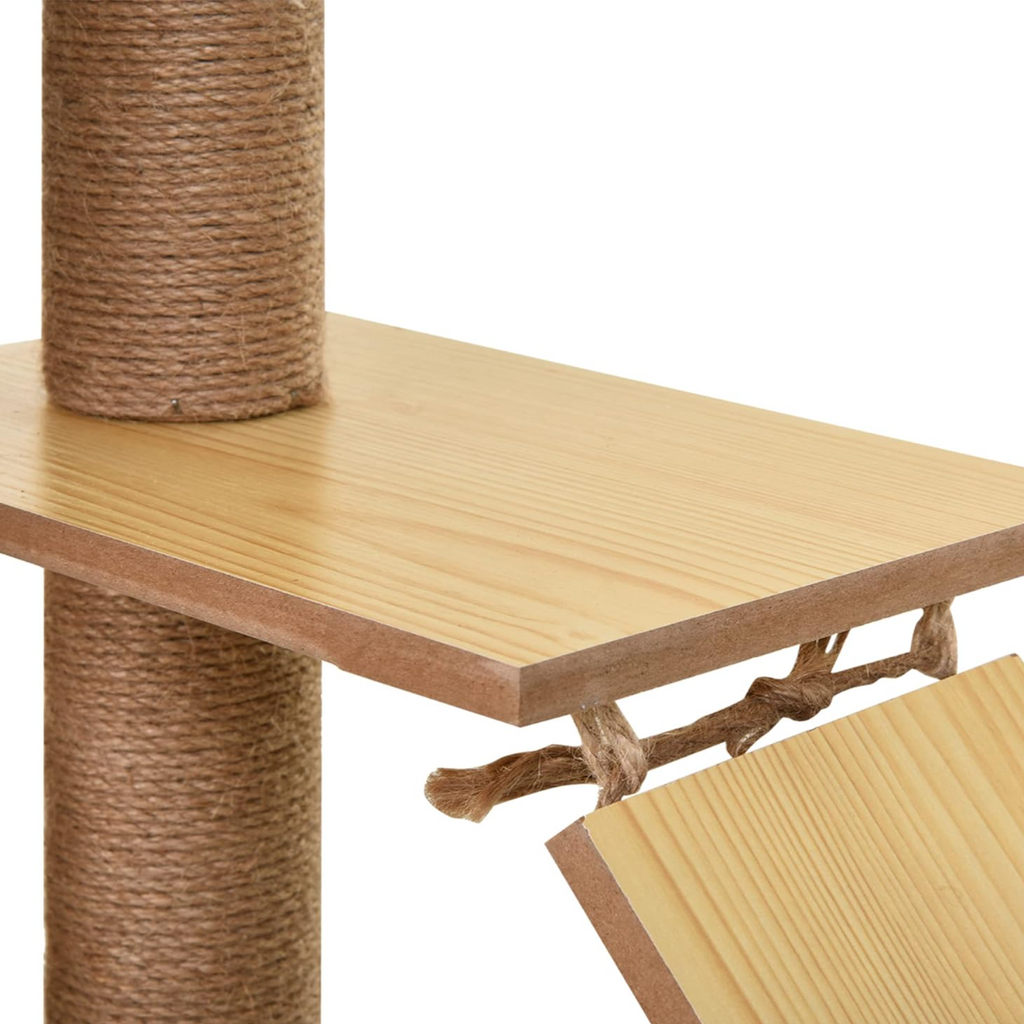 Arbre à chat en bois avec niche, hamac et échelle 130 cm