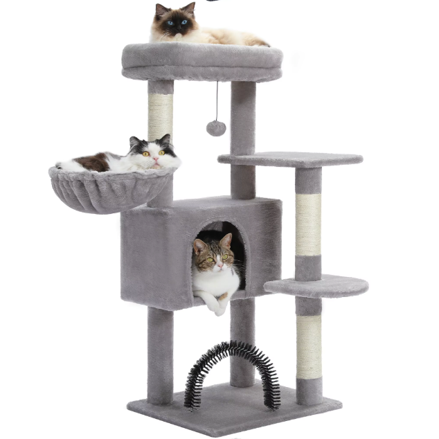 Arbre à chat 106 cm avec niche, hamac et poteaux en sisal