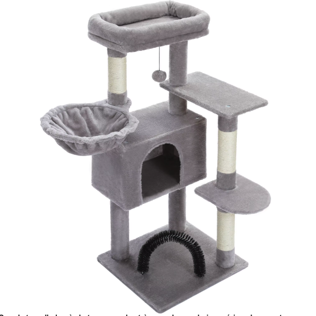 Arbre à chat 106 cm avec niche, hamac et poteaux en sisal