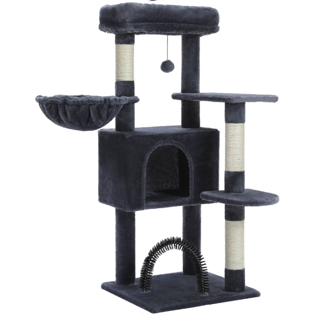 Arbre à chat 106 cm avec niche, hamac et poteaux en sisal