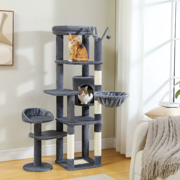 Arbre à chat 150 cm avec niches, hamac, plateformes et poteaux en sisal