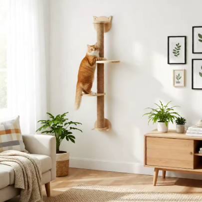 Arbre à chat mural avec poteaux en sisal et plateformes