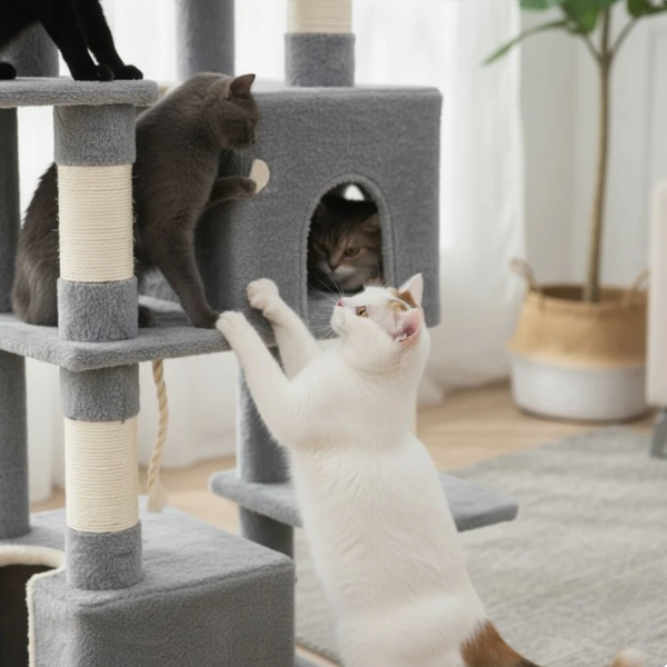 Arbre à chat multi-niveaux 193 cm avec niches, plateformes et hamac
