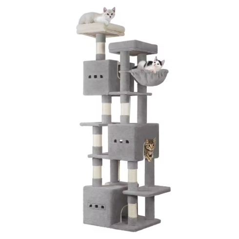 Arbre à chat multi-niveaux 193 cm avec niches, plateformes et hamac