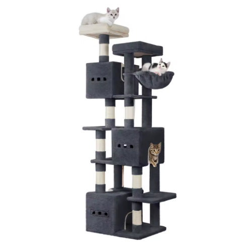 Arbre à chat multi-niveaux 193 cm avec niches, plateformes et hamac