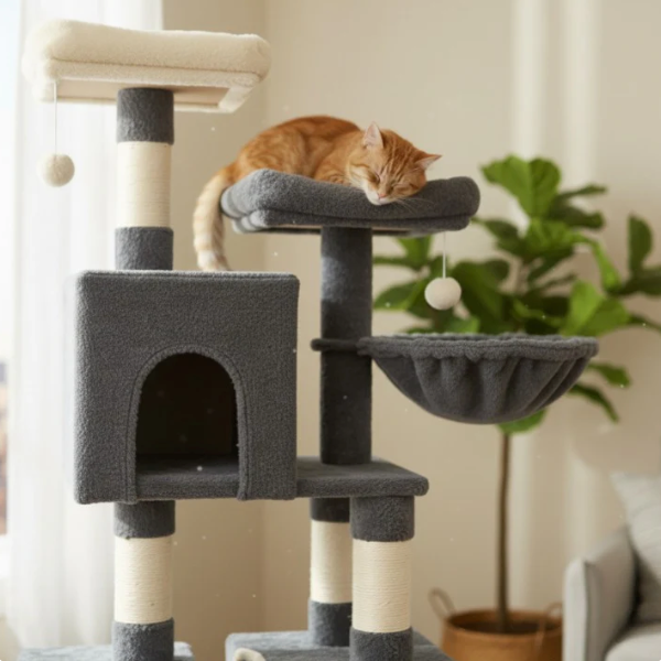 Arbre à chat multi-niveaux 193 cm avec niches, plateformes et hamac