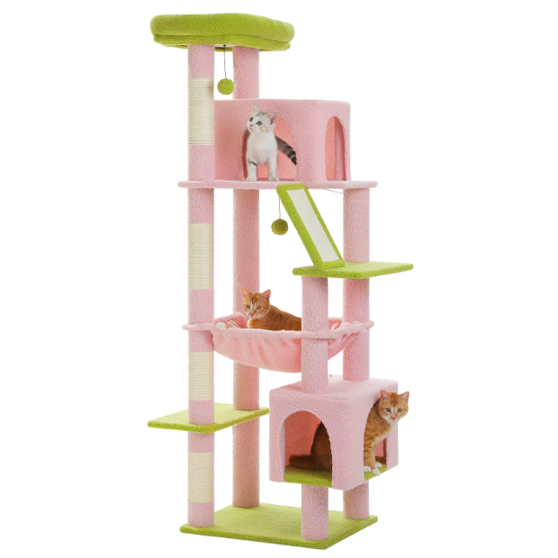 Arbre à chat multi-niveaux 180 cm avec niches, hamac et plateformes