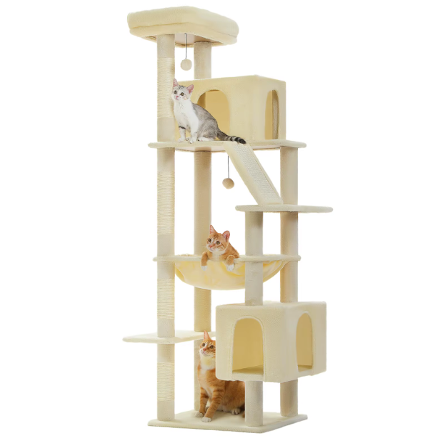 Arbre à chat multi-niveaux 180 cm avec niches, hamac et plateformes