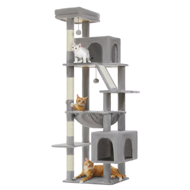 Arbre à chat multi-niveaux 180 cm avec niches, hamac et plateformes