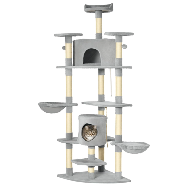 Arbre à chat multi-niveaux 200 cm avec niches, plateformes et hamacs