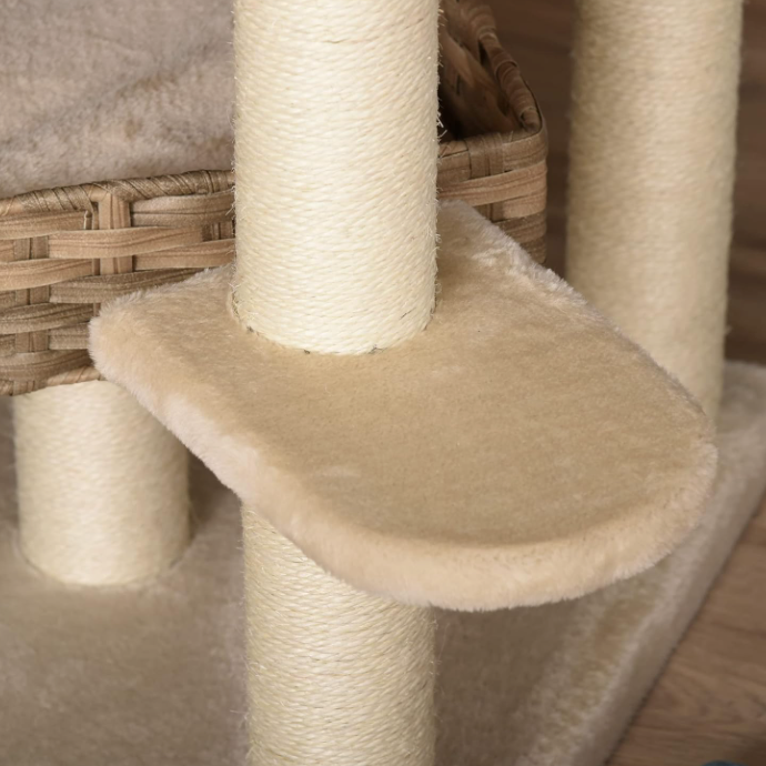 Arbre à chat 174 cm avec niche, plateformes et poteaux sisal