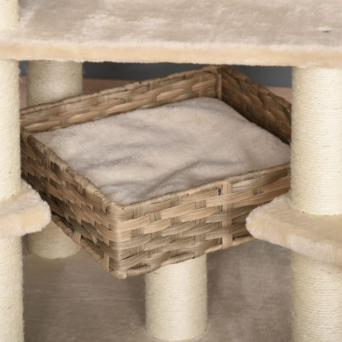 Arbre à chat 174 cm avec niche, plateformes et poteaux sisal