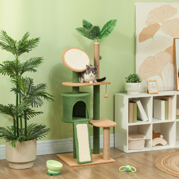 Arbre à chat avec niche, plateformes et poteaux sisal – 139 cm