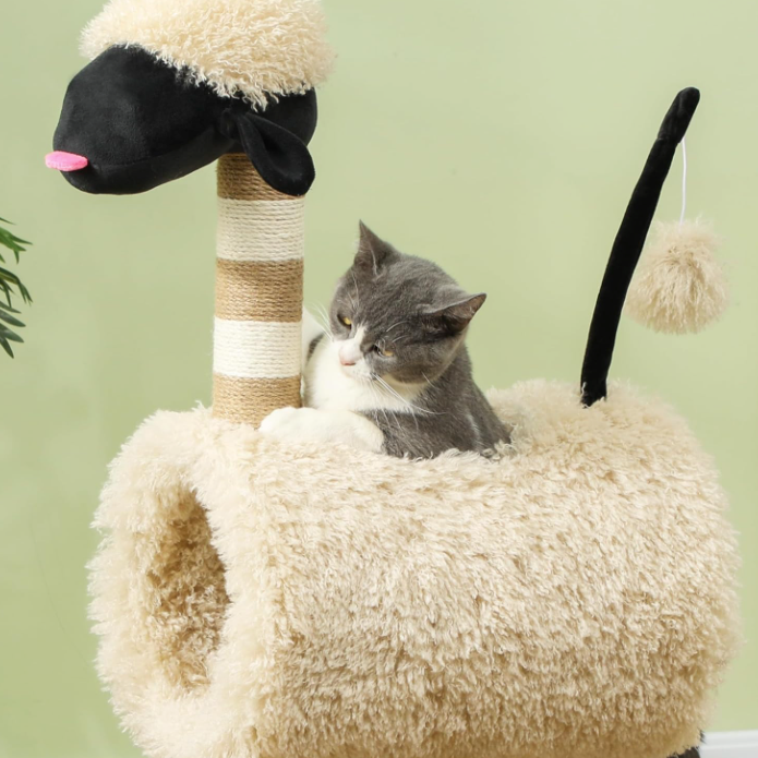 Arbre à chat avec tunnel et poteaux sisal – 98 cm