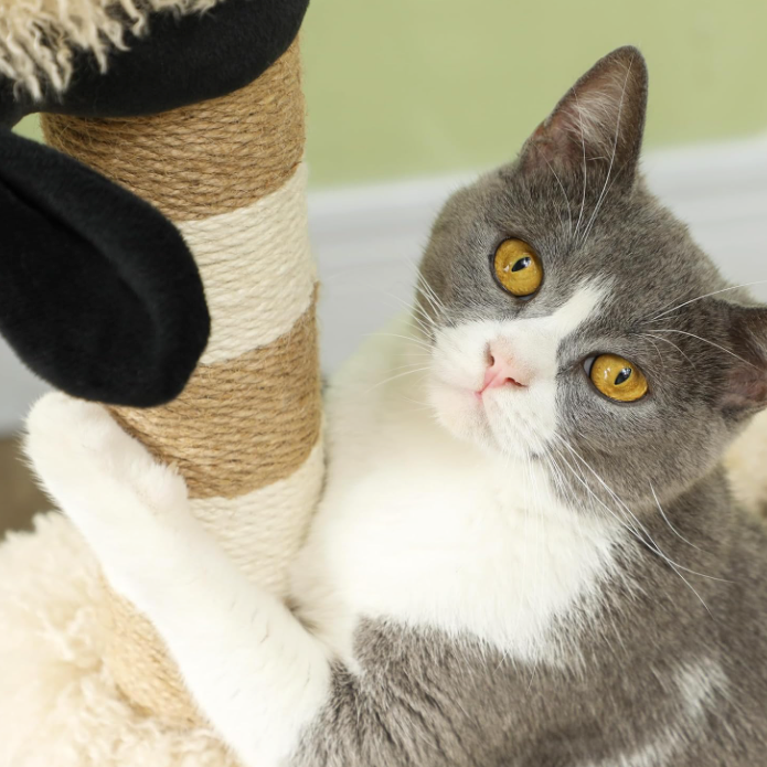 Arbre à chat avec tunnel et poteaux sisal – 98 cm