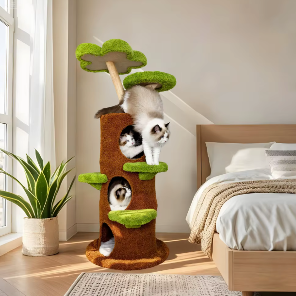 Arbre à chat multi-niveaux avec niches et plateformes – 148 cm