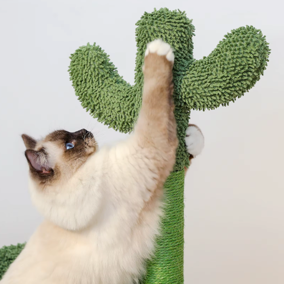 Arbre à chat cactus avec hamac, niche et poteaux sisal – 102 cm