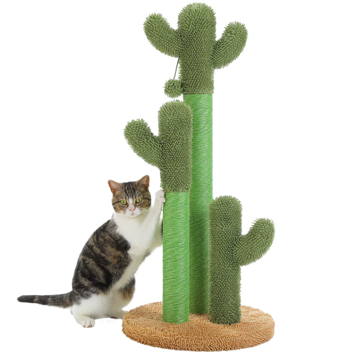 Arbre à chat cactus avec hamac, niche et poteaux sisal – 102 cm