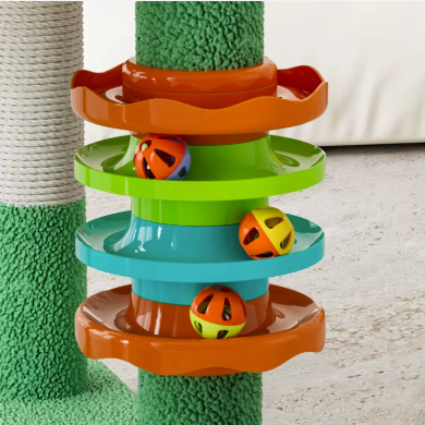 Arbre à chat cactus multi-niveaux avec capsule transparente et niche