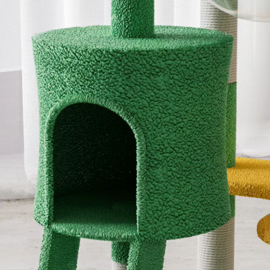 Arbre à chat cactus multi-niveaux avec capsule transparente et niche