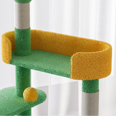 Arbre à chat cactus multi-niveaux avec capsule transparente et niche