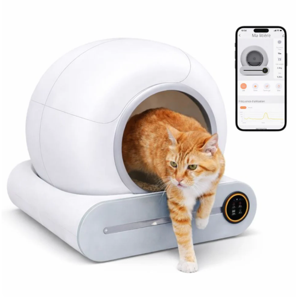 Litière automatique pour chat avec contrôle par application