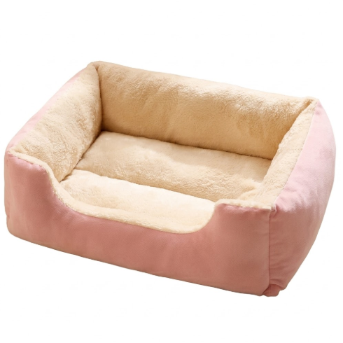 Panier rectangulaire en peluche pour chat avec rebords surélevés