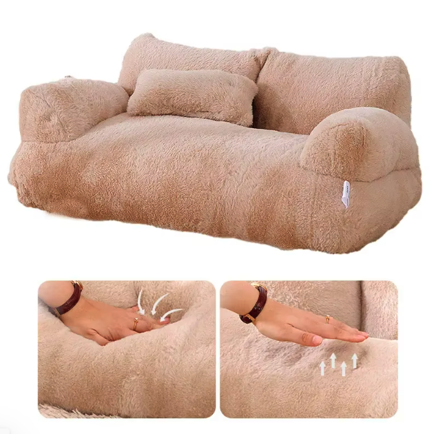 Canapé pour chat en peluche avec coussin et accoudoirs