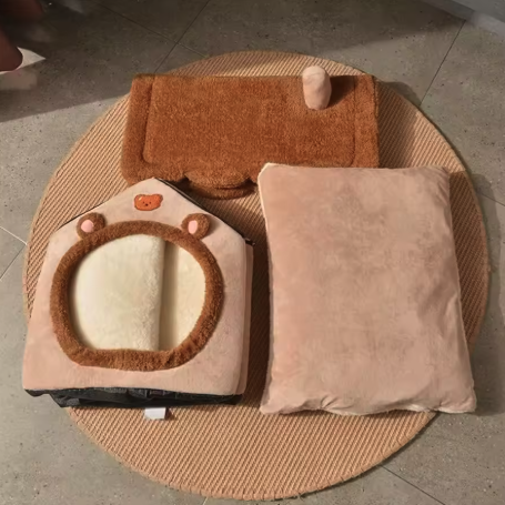 Niche Intérieure pour Chat en Tissu avec Coussin Amovible