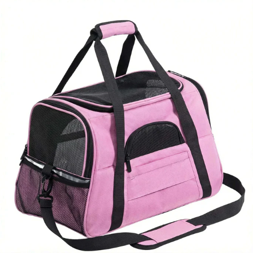 Sac de transport pliable pour chat en tissu oxford avec ouverture zippée
