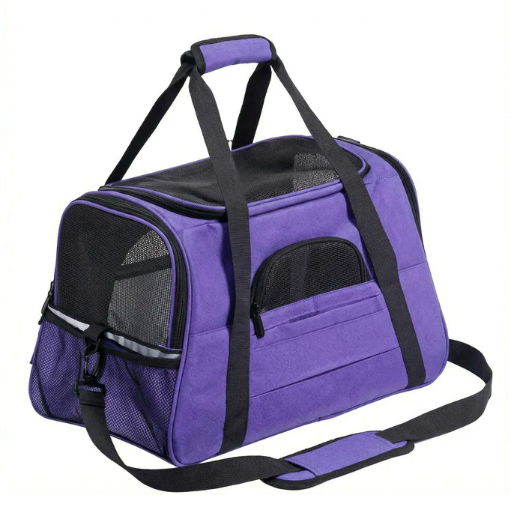 Sac de transport pliable pour chat en tissu oxford avec ouverture zippée