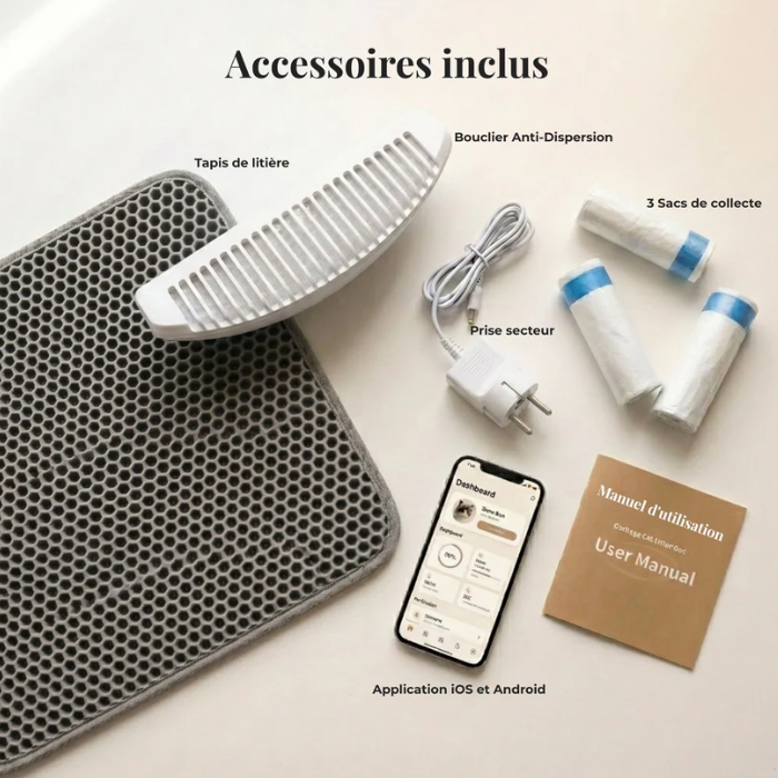 Litière automatique pour chat avec contrôle par application