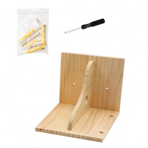 Parcours mural pour chat avec niches en bois, plateformes et pont suspendu