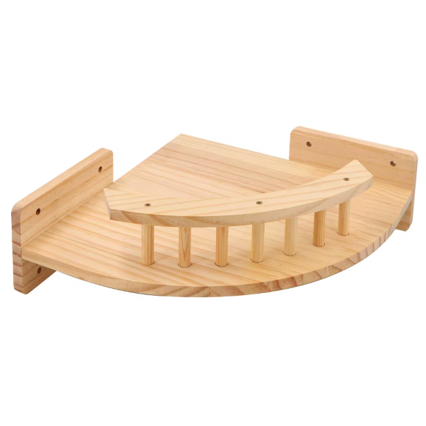 Plateforme murale d’angle pour chat en bois