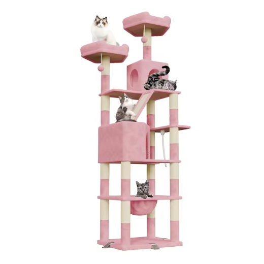 Arbre à chat multi-niveaux 208 cm avec niches, hamac et plateformes