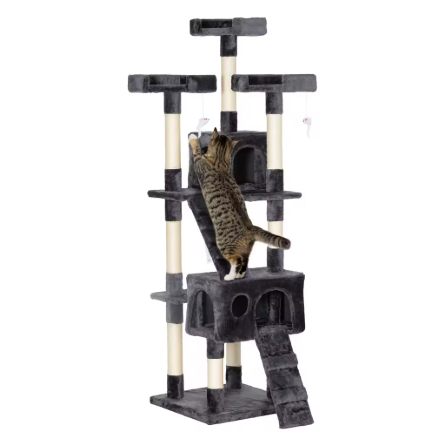 Arbre à chat multi-niveaux 173 cm avec niches, plateformes et rampe