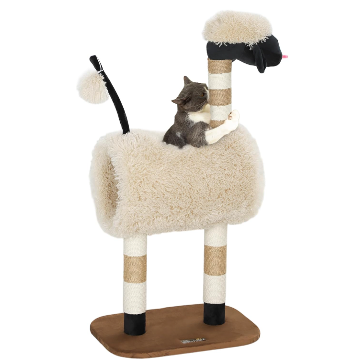 Arbre à chat avec tunnel et poteaux sisal – 98 cm