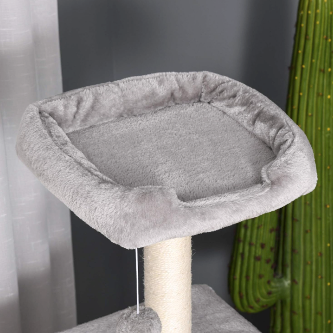 Arbre à chat multi-niveaux avec niche, échelle et poteaux sisal – 120 cm