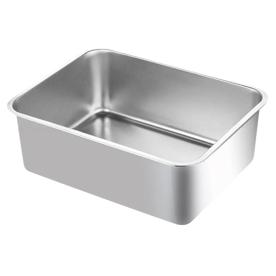 Bac à litière pour chat en acier inoxydable rectangulaire