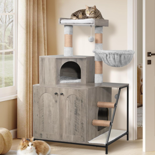 Arbre à chat avec meuble litière intégré 80 cm