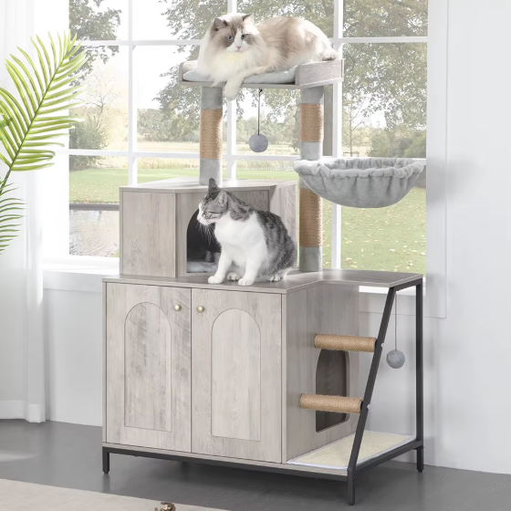 Arbre à chat avec meuble litière intégré 80 cm