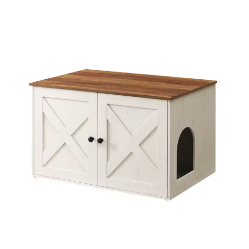 Meuble litière pour chat avec portes et entrée latérale 80 cm