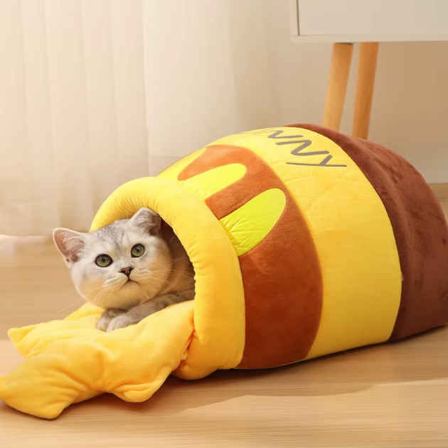 Niche Tunnel pour Chat en Tissu avec Coussin Intégré