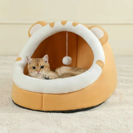 Niche Intérieure pour Chat en Tissu avec Coussin et Élément suspendu
