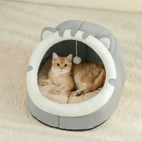 Niche Intérieure pour Chat en Tissu avec Coussin et Élément suspendu