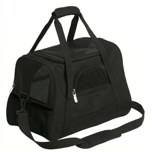 Sac de transport pliable pour chat en tissu oxford avec ouverture zippée