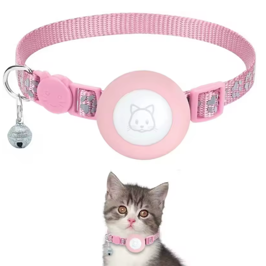 Collier pour chat compatible AirTag – Boucle de sécurité, clochette, réfléchissant