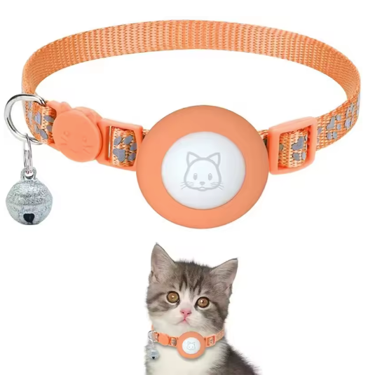 Collier pour chat compatible AirTag – Boucle de sécurité, clochette, réfléchissant