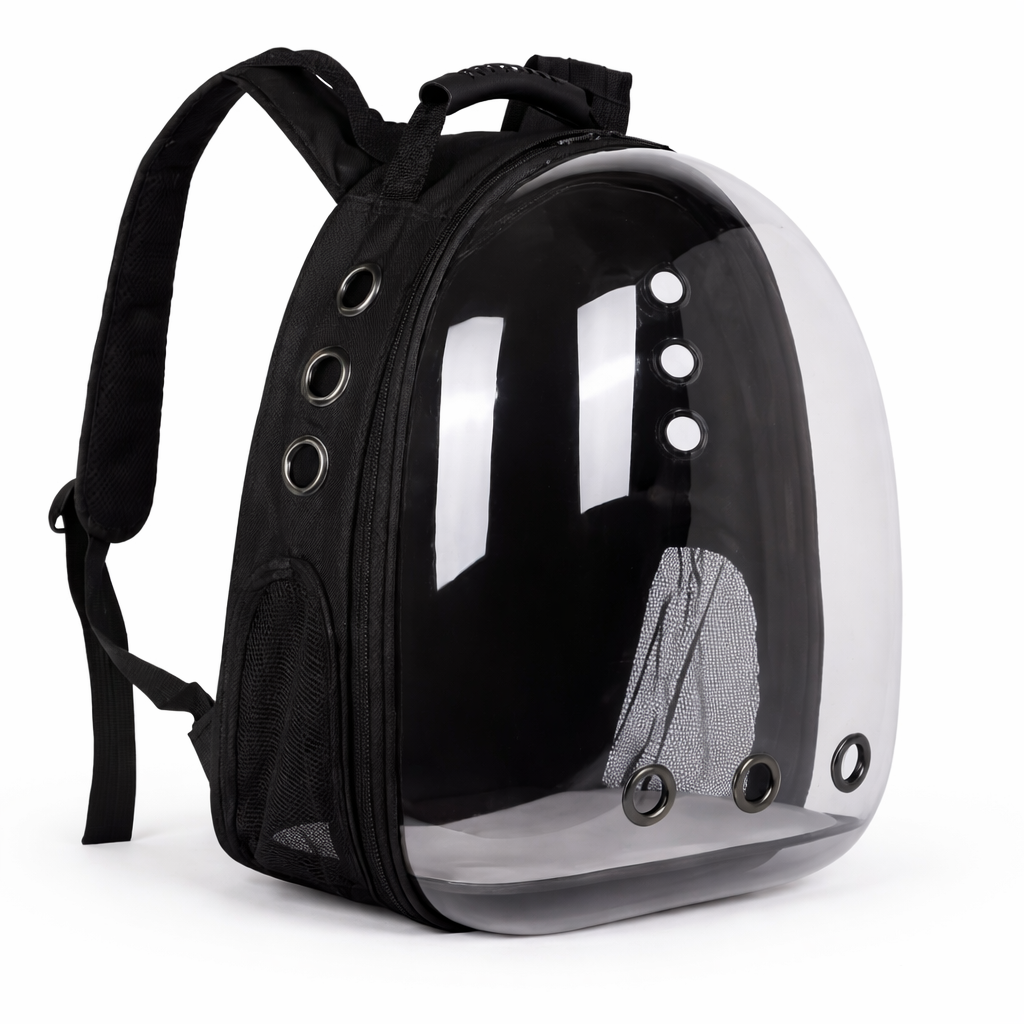 Sac à dos de transport pour chat avec façade plastique transparente